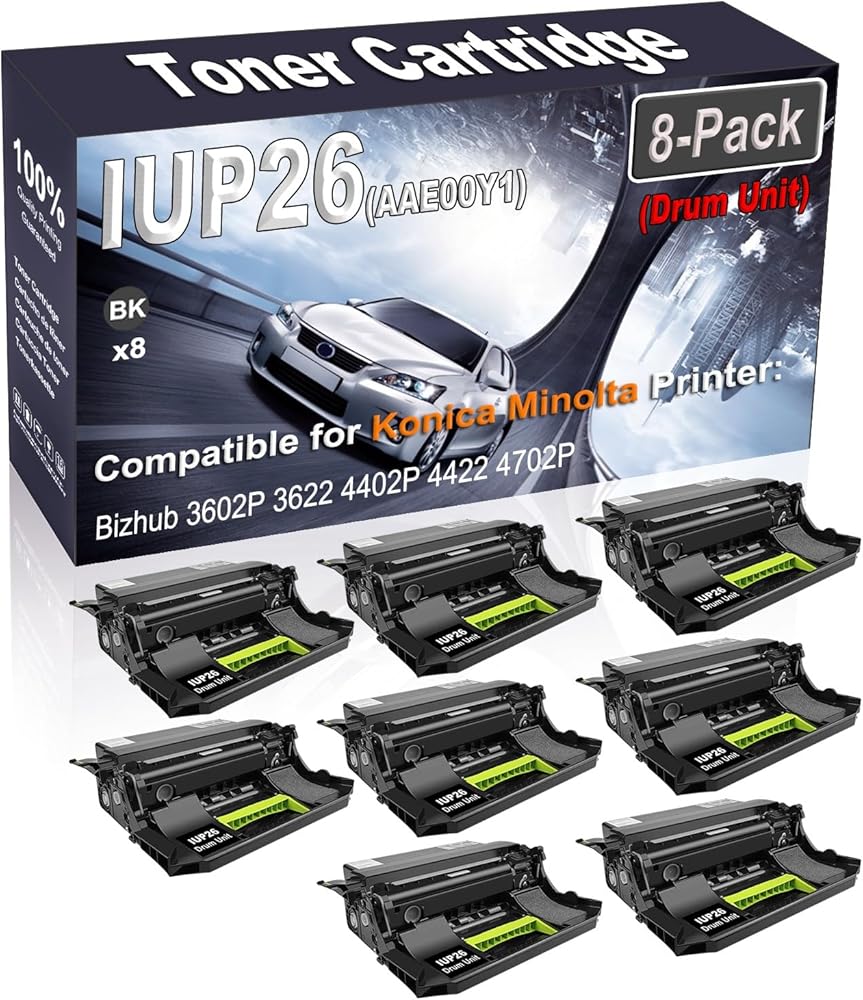 8-Pack Compatible High Capacity IUP26 IUP-26 AAE00Y1 Printer Drum Unit Used for Konica Minolta Bizhub 3602P 3622 4402P 4422 4702P Printer (Black)