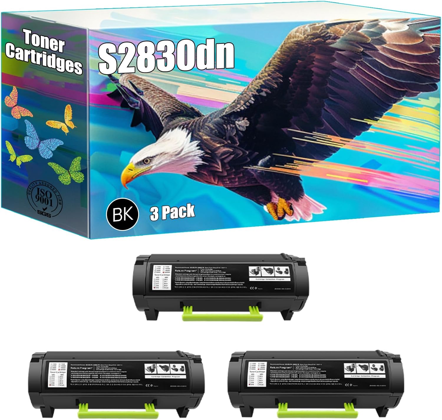 ODRNG Compatible with Dell S2830dn Toner Cartridges Work for Dell 593BBYP FR3HY-JUMBO S2830dn Smart Printer Printers, with Chip, High Yield 30000 Pages, Bright Colors Clear Printing (3 Pack Black)