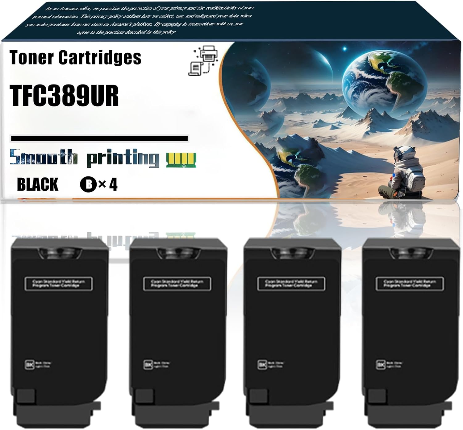 LSSF Replacement Parts Toner Cartridges TFC389UR Compatible with Toshiba E-Studio 389CS 479CS Printers, Contains Chip and Clear Printing (4 Pack Black)