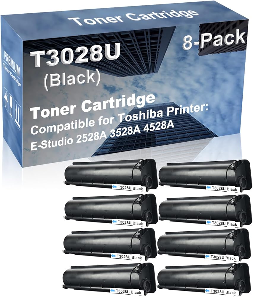 8-Pack Compatible High Yield E-Studio 2528A 3528A 4528A Printer Cartridge Replacement for Toshiba T3028U Toner Cartridge (Black)