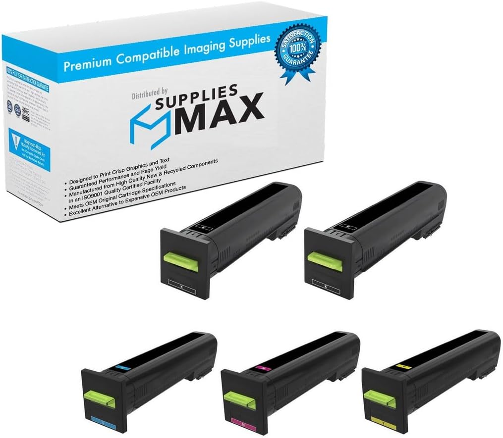 SuppliesMAX Compatible Replacement for Lexmark CS-820/CX-820/CX-825/CX-860 Series High Yield Toner Cartridge Combo Pack (2-BK/1-C/M/Y) (72K2X2B1CMY)
