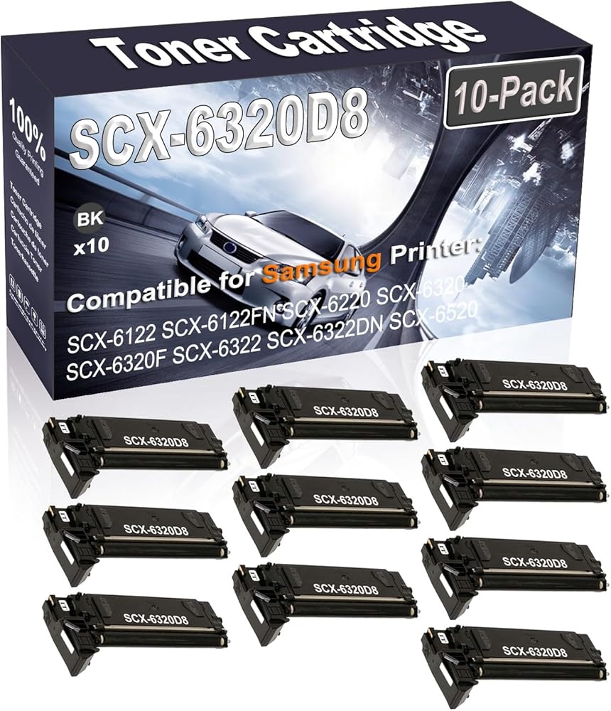 10-Pack (Black) Compatible SCX-6122 SCX-6122FN SCX-6220 SCX-6320 SCX-6320F Laser Printer Cartridge (High Capacity) Replacement for Samsung SCX-6320D8 Printer Cartridge