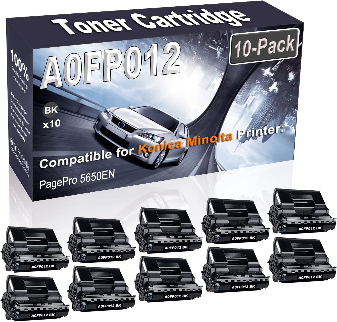 10-Pack (Black) Compatible High Yield A0FP012 Printer Cartridge use for Konica Minolta PagePro 5650EN Printer