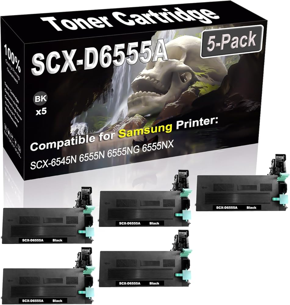 5-Pack (Black) Compatible High Yield SCX-D6555A Laser Printer Toner Cartridge use for Samsung SCX-6545N 6555N 6555NG 6555NX Printer