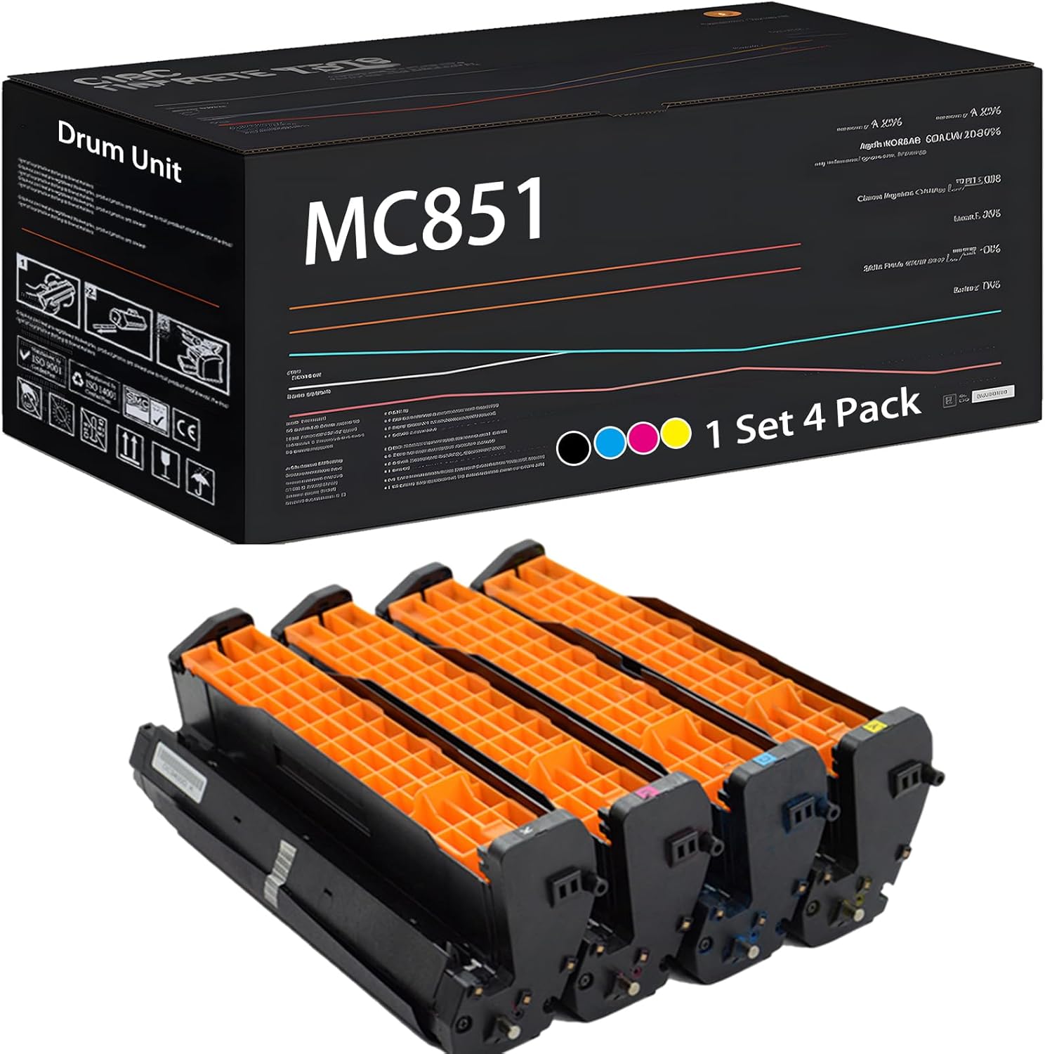 UVUMB MC851 Drum Unit Compatible for Okidata OKI MC851 MC851+ MC851CDTN MC851CDXN MC851DN MC861+ MC861cdtn+ Printers, with Chip, High Yield 30000 Pages, High-Definition Printing (Multicolor)