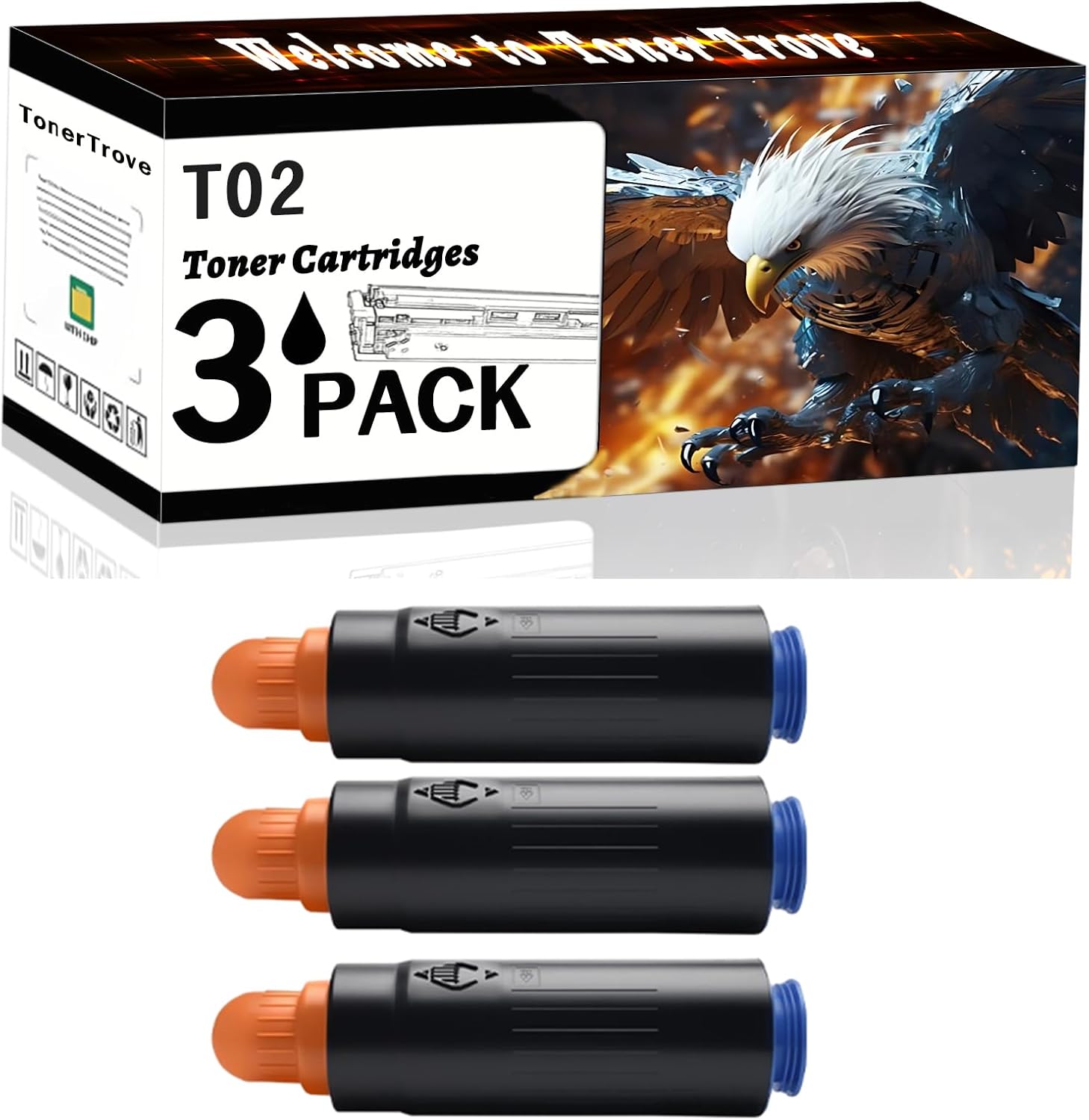 T02 Toner Cartridges Compatible for Canon imagePRESS C10000VP C10010VP C8000VP C9010VP Printers, Office Printing is Easy Clear Smooth (3 Pack Black)