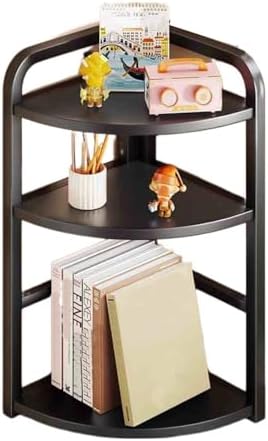 Flower Display Stand Multi-Layer with Round Buckets Plant Wheels Movable MetalCorner Bookshelf,Display Storage Organiser Shelving Unit,Bookshelf Storage Display Rack,Open Shelf Bookcase,for