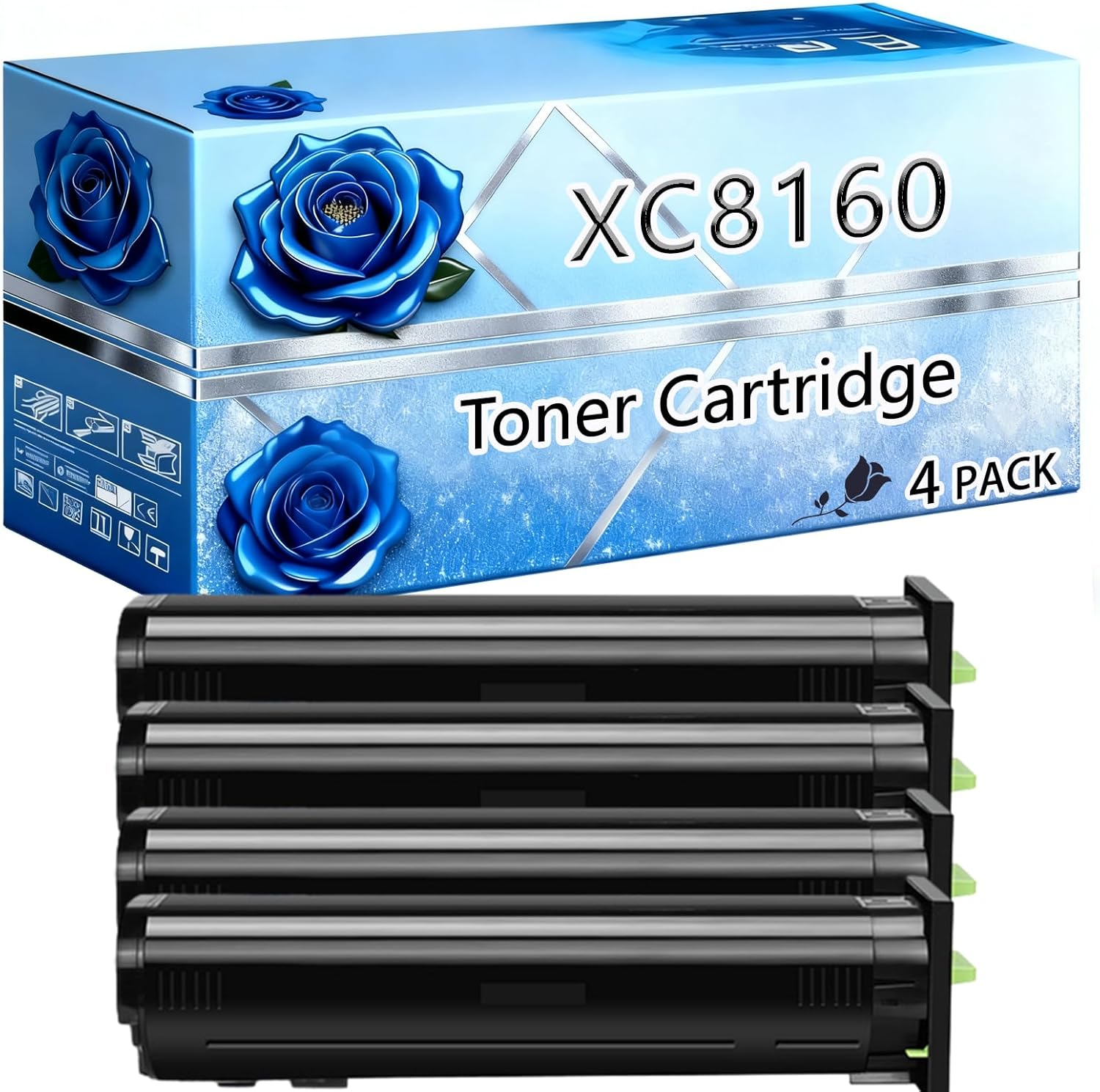 Compatible Toner Cartridge Replacement for Lexmark XC8160 High Yield 60000 Pages XC8160de XC8160 XC8160dte Printers (4 Pack Black)