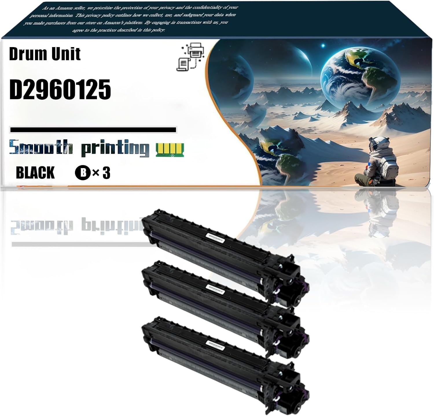 LSSF Replacement Parts Drum Unit D2960125 D2960126 D2960127 D2960128 Compatible with Ricoh MP C406 C407 C306 C307 Printers, Contains Chip and Clear Printing (3 Pack Black)