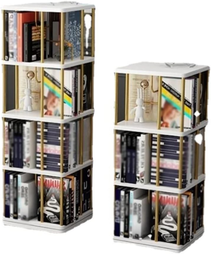 6 Layers Rotating Bookshelf, 360° Rotation Display Bookcase, Multi-Functional Stackable Shelves, Used in Bedrooms Living Rooms Study Office (Color : White, Size : 5 Layers)