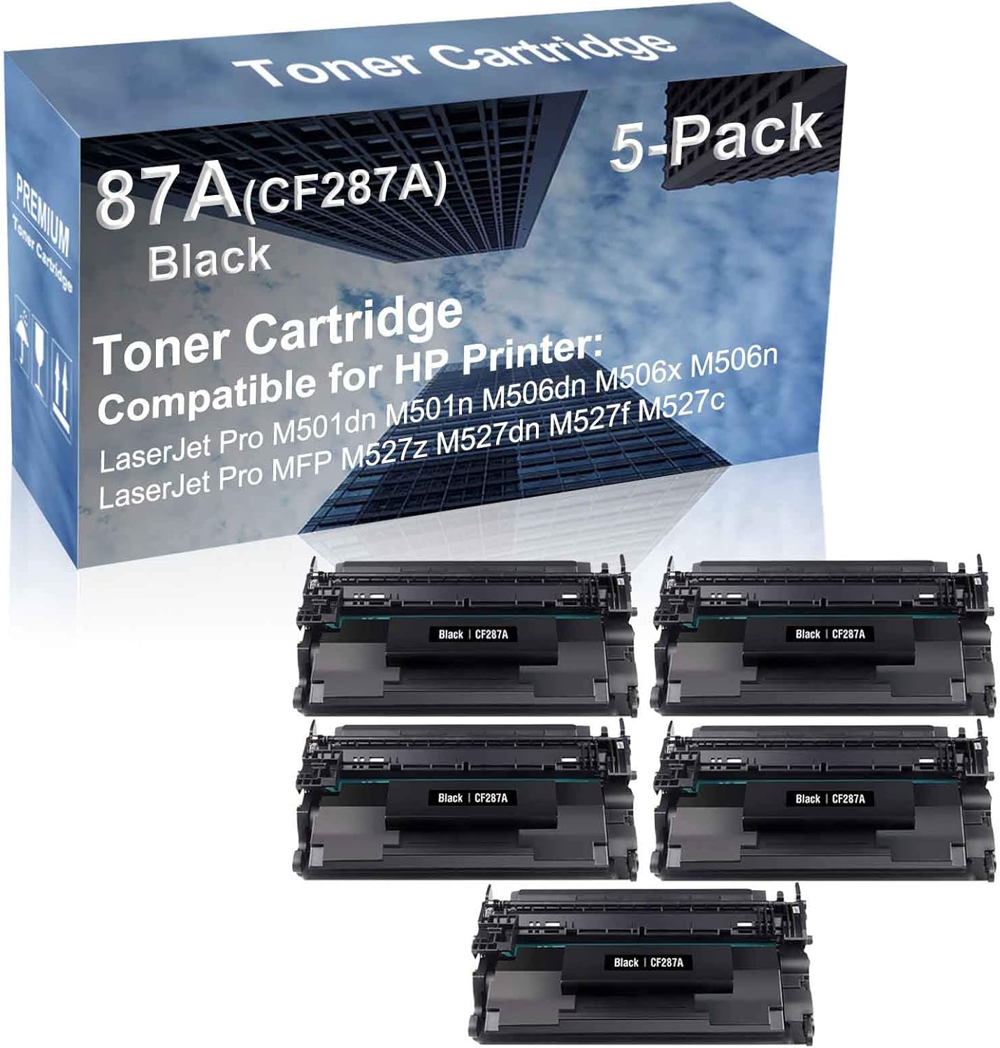 5-Pack Compatible High Yield 87A (CF287A) Imaging Toner Cartridge use for M501dn M501n M506dn Printer (Black)