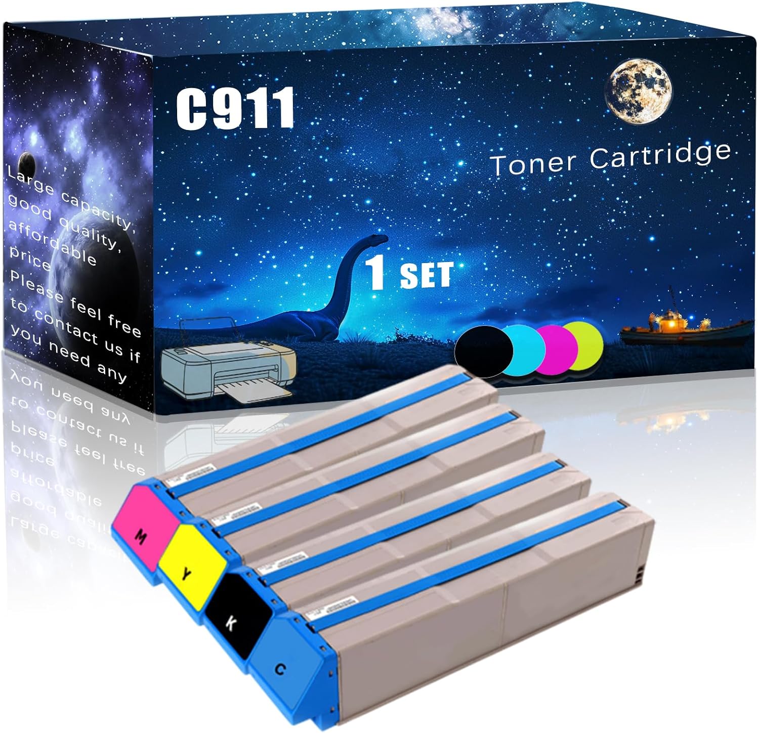 MUCQL C911 Toner Cartridge Compatible for Okidata OKI C911dn Printers,with Chip Large Printing Demands (Multicolor)