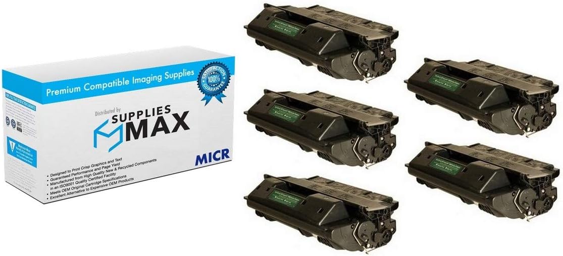 SuppliesMAX Compatible MICR Replacement for HP Laser Jet 4000N/Laser Jet 4050TN/Laser Jet 4050N/Laser Jet 4050TN Toner Cartridge (5/PK-10000 Page Yield) (NO. 27X) (C4127X_5PK)