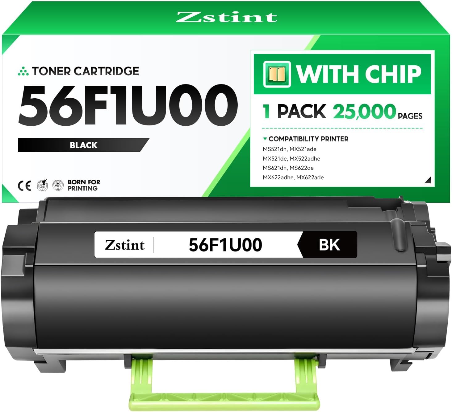 56F1U00 Toner Cartridge Black 1-Pack Ultra High Yield (with Chip) Replacement for 56F1U00 Toner Compatible with Lexmark MS521 MS621 MS622de MX521de MX521 MX522 MX622 MX622ade Laser Printer All-in-One