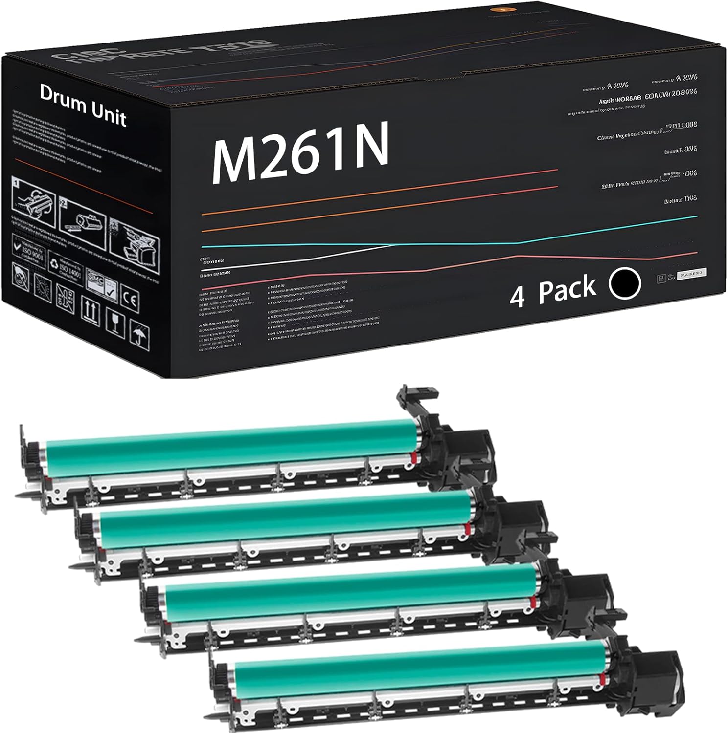 UVUMB Compatible with Sharp M261N Drum Unit Work for Sharp MX-M260 MX-M264N MX-M310 MX-M314N MX-M354N Printers, with Chip, High Yield 200000 Pages, High-Definition Printing (4 Pack Black)