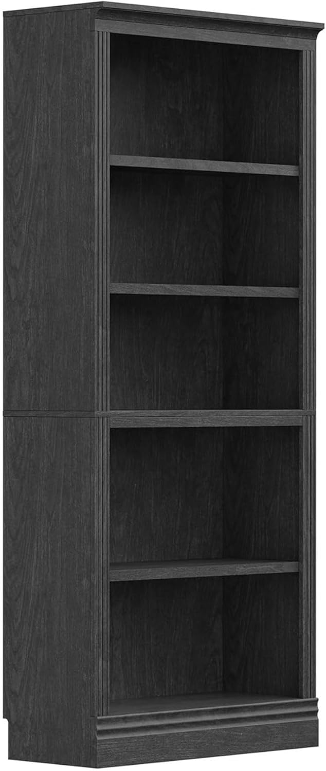 JAHRSTIM Halston Standard Bookcase, Adjustable Storage Open Display Shelving Unit for Home and Office Space, 14”L x 31.50”W x 72.50”H, Black