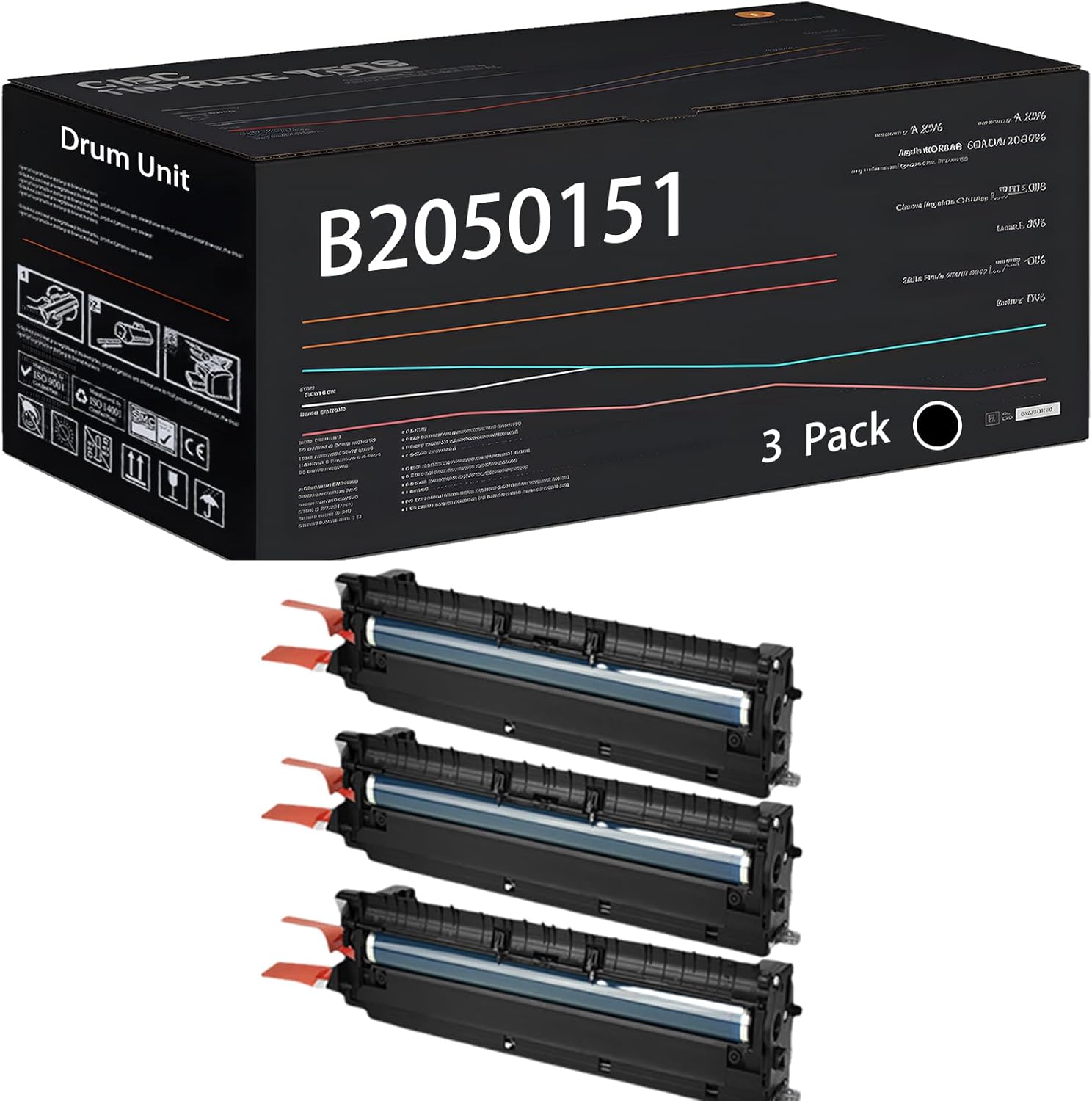 UVUMB B2050151 Drum Unit Compatible for Ricoh Aficio 3025 3025P 3025SP 3025SPF 3025SPI Printers, with Chip, High Yield 70000 Pages, High-Definition Printing (3 Pack Black)