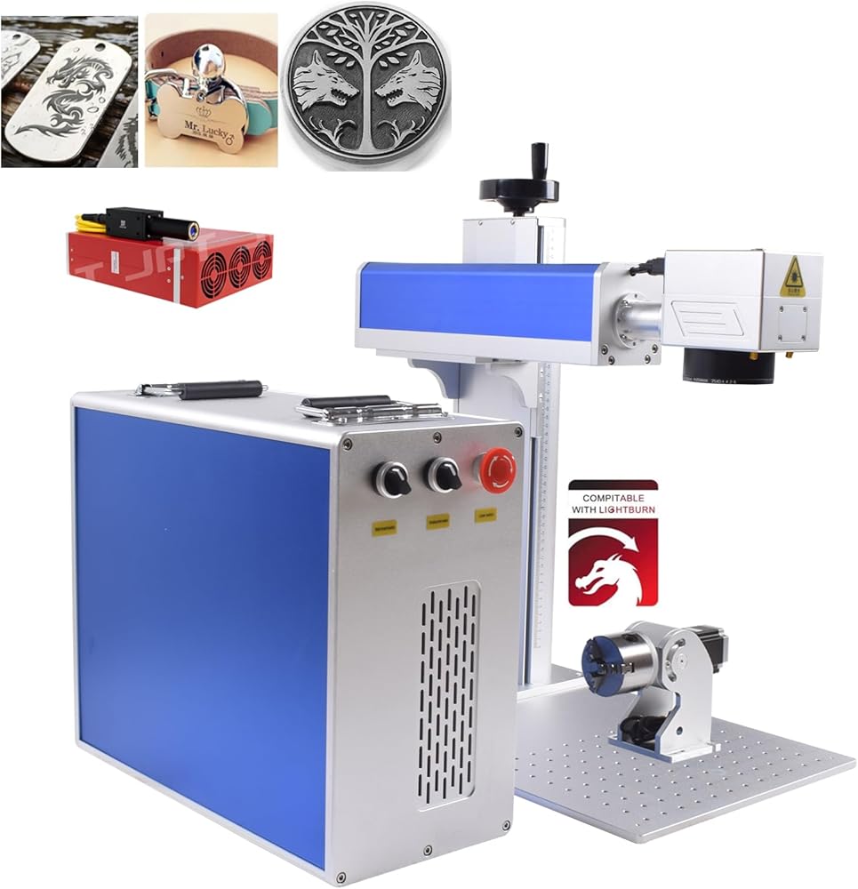 US Stock 100W Fiber Laser Marking Machine Engraver 300x300MM Lens for Metal Jewelry