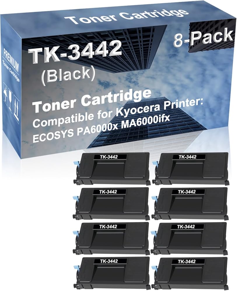 8-Pack Compatible High Yield ECOSYS PA6000x MA6000ifx Printer Cartridge Replacement for Kyocera TK-3442 TK3442 (1T0C0T0US0) Toner Cartridge (Black)
