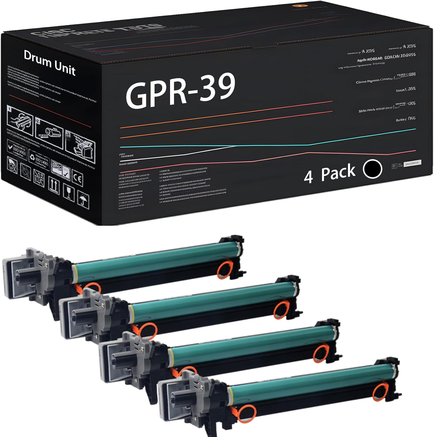 UVUMB Compatible with Canon GPR-39 Drum Unit Work for Canon imageRUNNER 1740iF 1740 imageRUNNER Advance 400iF Printers, with Chip, High Yield 80000 Pages, High-Definition Printing (4 Pack Black)