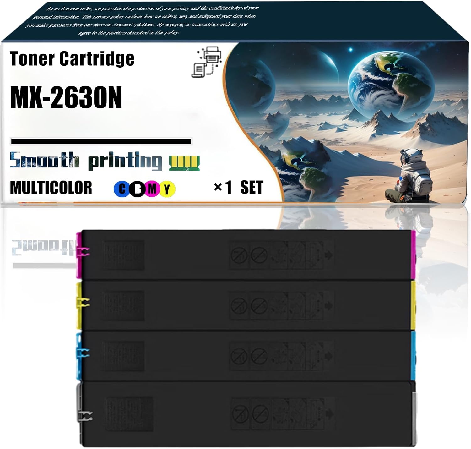 LSSF Replacement Parts Toner Cartridge MX-2630N Compatible with Sharp MX-4071 MX-5050N MX-5050V MX-5051 MX-5070N MX-5070V Printers, Contains Chip and Clear Printing (4-Pack BK/C/M/Y)