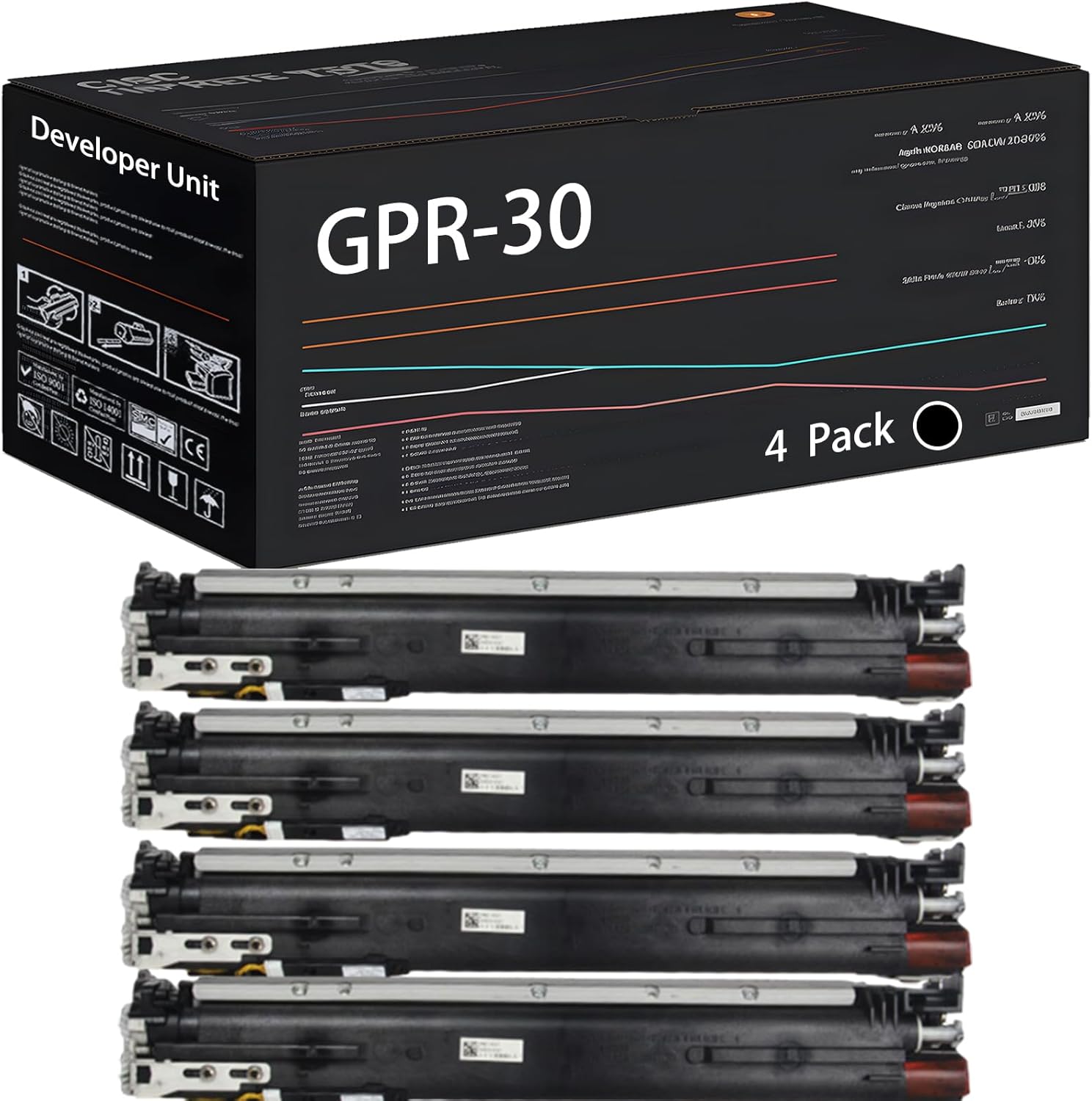GPR-30 Developer Unit Compatible for Canon imageRUNNER ADVANCE C5030 C5035 C5045 C5051 C5235 C5240 C5250 C5255 Printers, with Chip, High Yield 40000 Pages, High-Definition Printing (4 Pack Black)