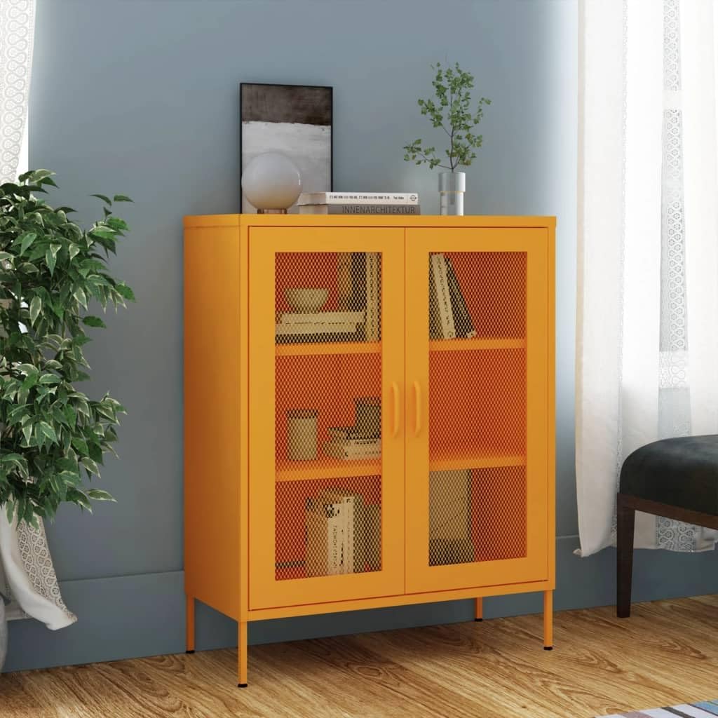 THOYTOUI Storage Cabinet,Bookcase File Cabinet TV Cabinet Side Cabinet Office Cabinet with Storage Function Suitable for Bedrooms Entrance Hall Office Balcony Mustard Yellow 31.5