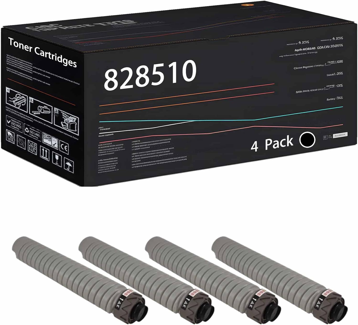 Wondrx 828510 828513 828512 828511 Toner Cartridges Compatible with Ricoh Pro C9200 Printers, High Yield 60800 Pages (4 Pack Black)