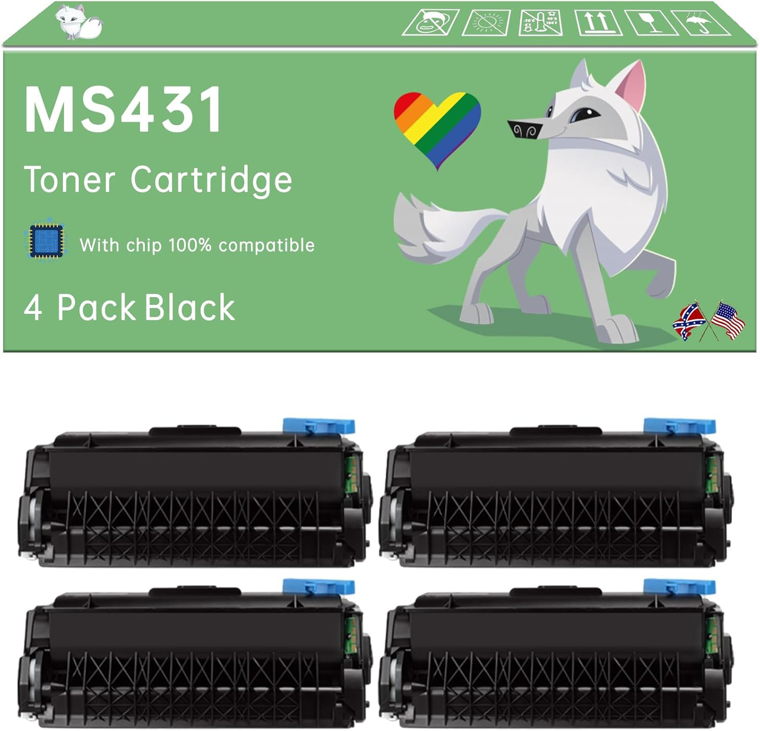 Compatible with Lexmark MS431 Toner Cartridge Work for Lexmark MS331dn MX331 MX431 Printers, with Chip, High Yield 6000 Pages, Exceptional Color Accuracy (4 Pack Black)