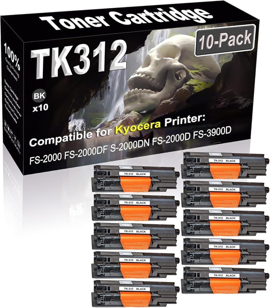 SINIYA 10-Pack (Black) Compatible FS-2000 FS-2000DF S-2000DN FS-2000D FS-3900D FS-3900DN Laser Printer Cartridge (High Capacity) Replacement for Kyocera TK312 TK-312 1T02F80US0 Printer Cartridge