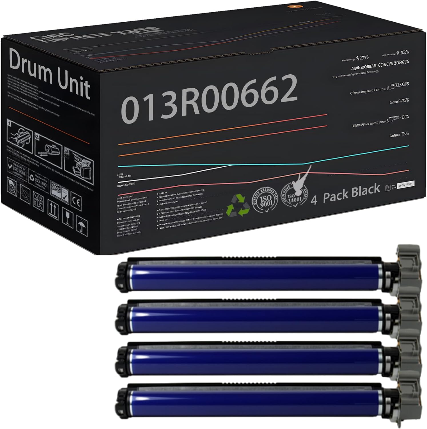Compatible with Xerox AltaLink C8030 C8035 C8045 C8055 C8070 EC8036 EC8056 Black Color Drum Unit, 013R00662 13R662 Drum Cartridges, High Yield 110000 Pages (4 Pack Black)