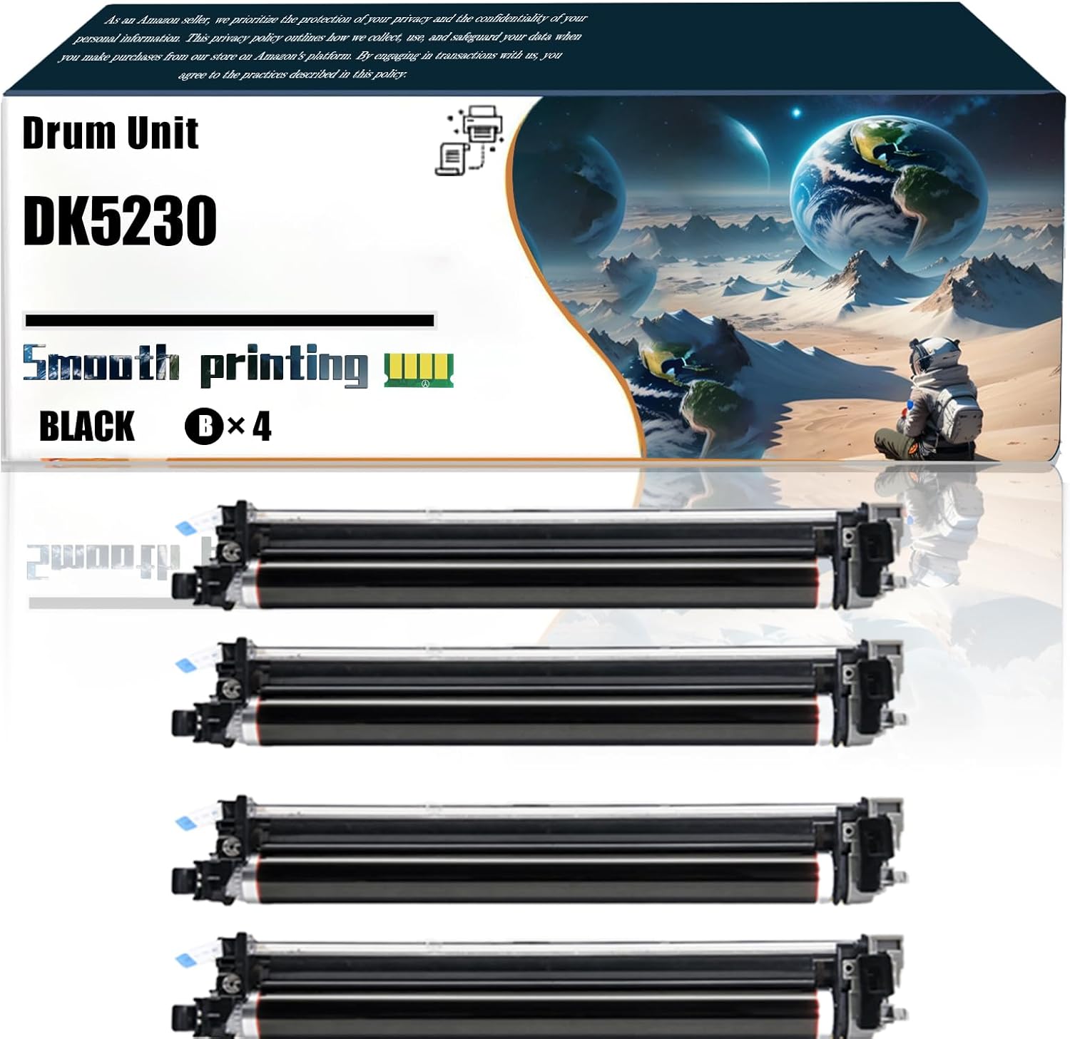 LSSF Replacement Parts Drum Unit DK5230 Compatible with Kyocera ECOSYS M5521cdw M5526cdw P5021cdw P5026cdw Printers, Contains Chip and Clear Printing (4 Pack Black)