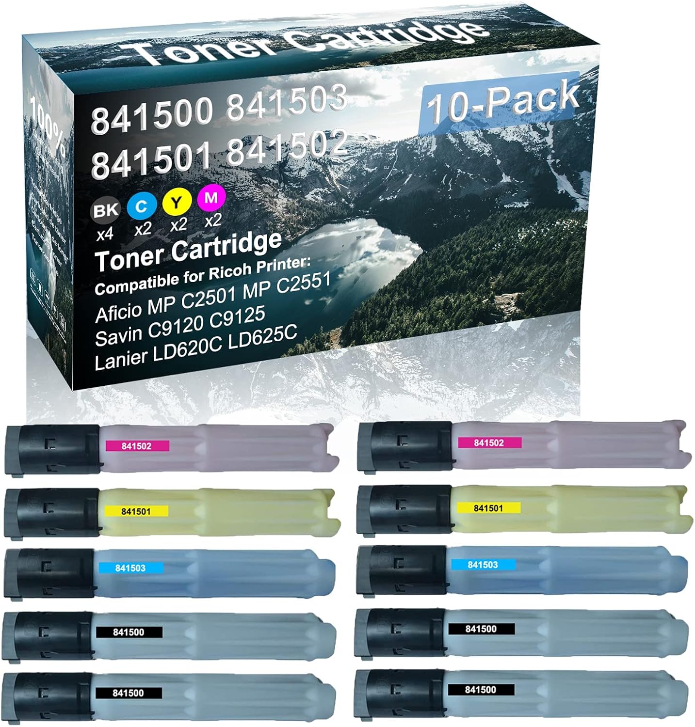 Credibility Store 10 Pack (BK+C+Y+M) Compatible 841500 841503 841501 841502 Laser Printer Cartridge High Yield Use for Ricoh Aficio MP C2501 MP C2551 Printer