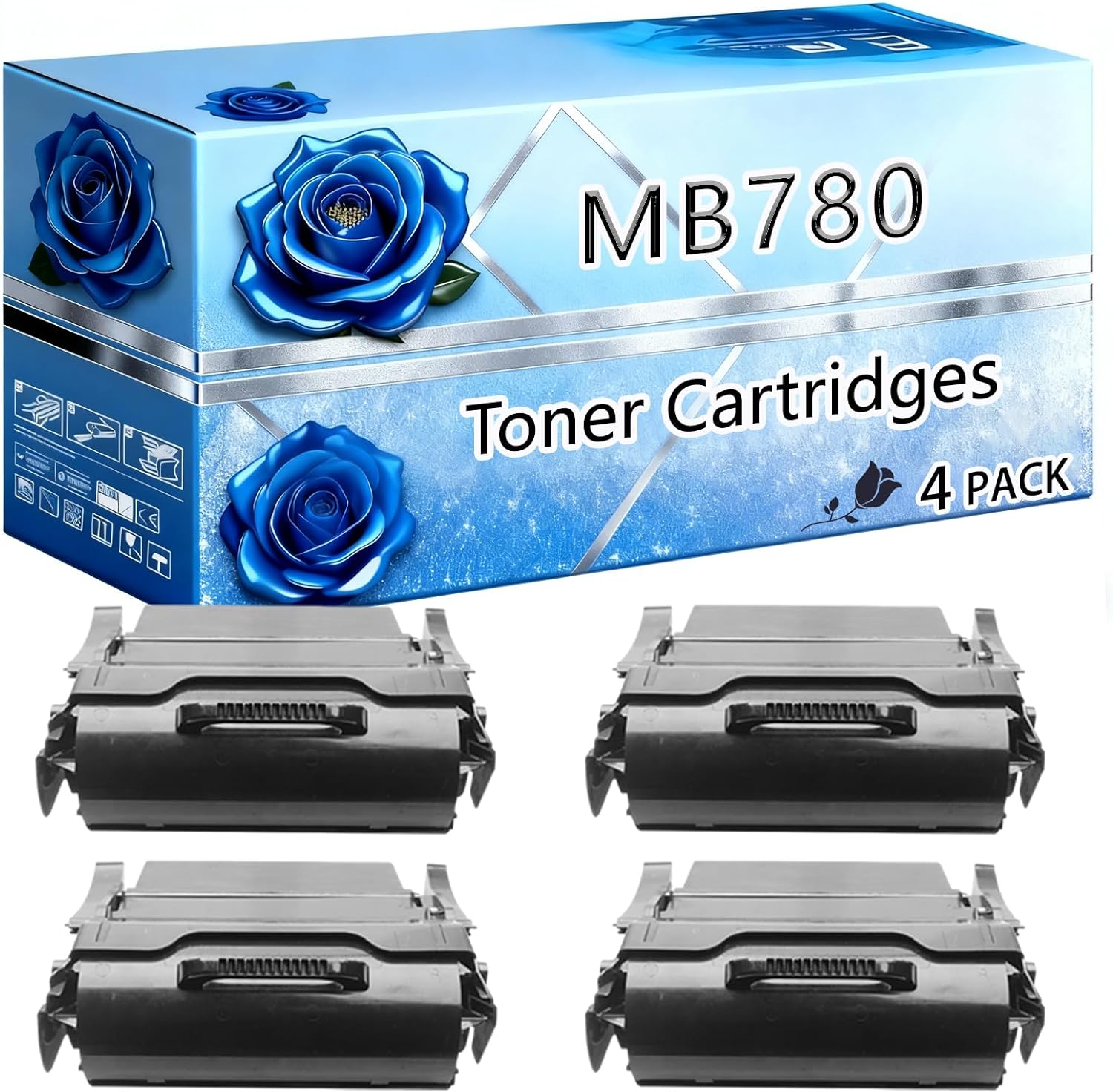 BIVOL Compatible Toner Cartridges Replacement for Okidata OKI MB780 High Yield 25000 Pages MB790f MB790m MB780 Printers (4 Pack Black)