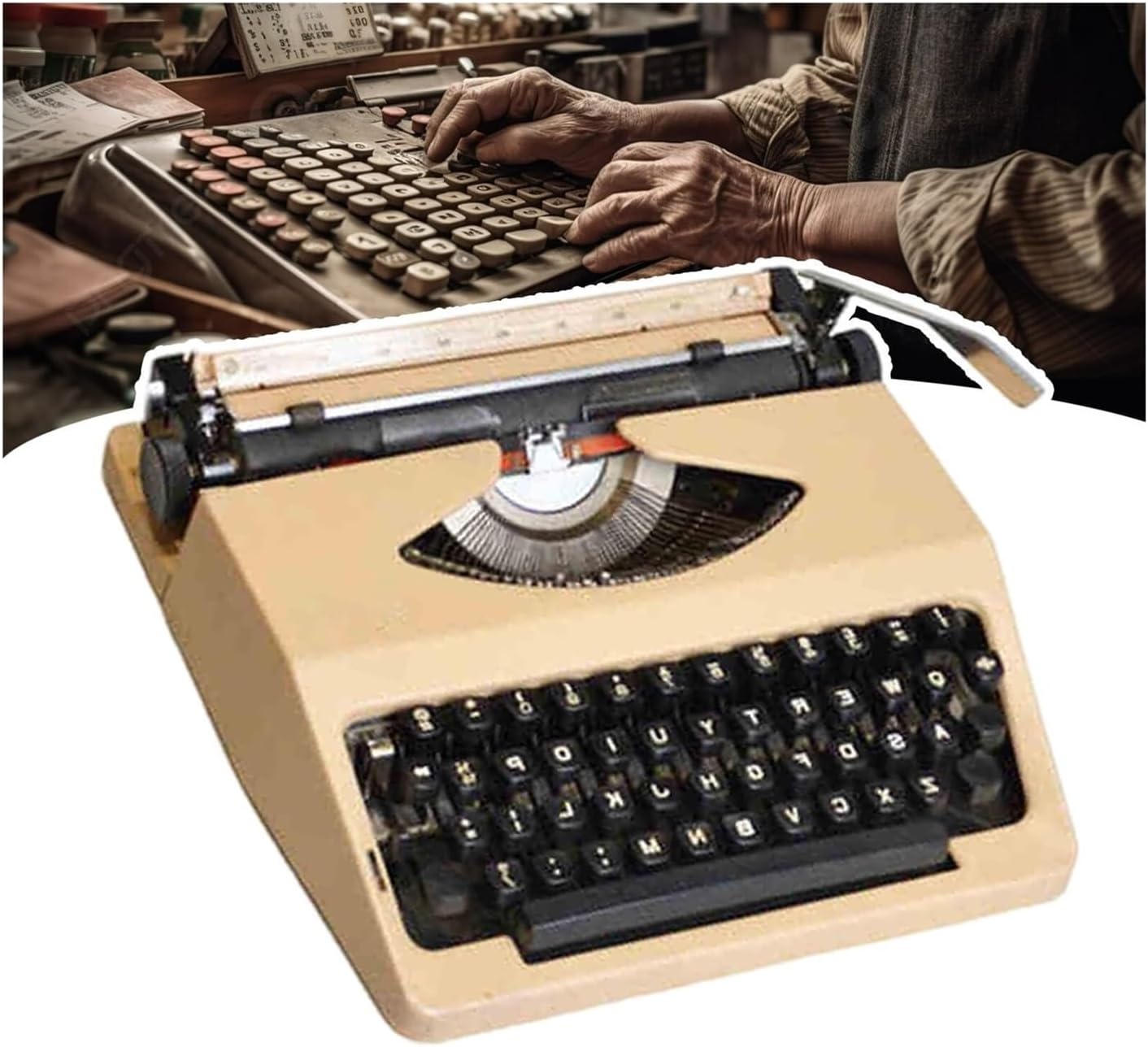 Classic Manual Typewriter Model,Vintage,red Black Ribbons,No Power Supply,Traditional Typewriter,for Home,Cafe Bar,Wine Cabinet,(Milkteacolor)