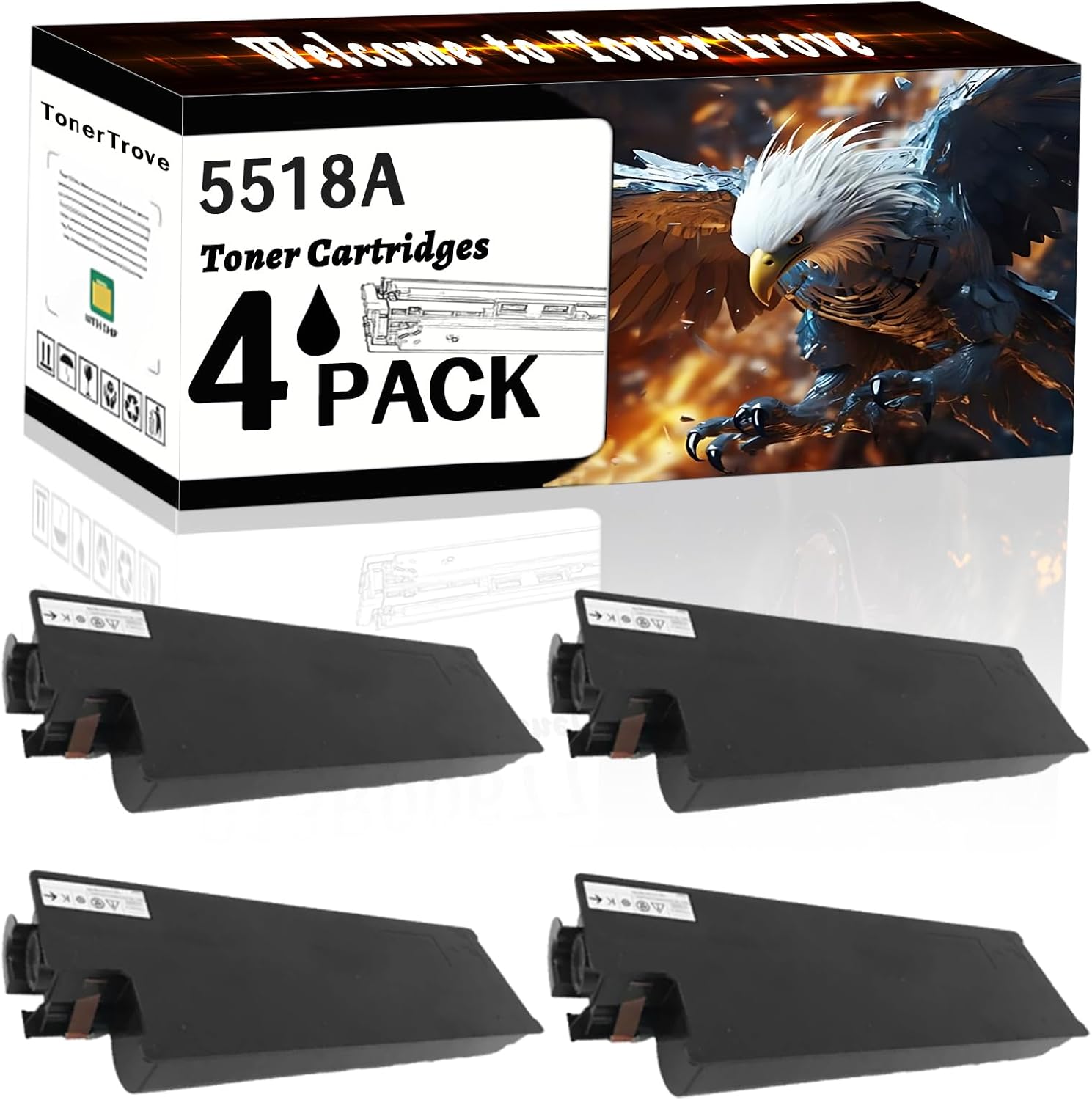 AGNNQ 5518A Toner Cartridges Compatible for Toshiba e-Studio 5518A 6518A 7518A 8518A Printers, Office Printing is Easy Clear Smooth (4 Pack Black)