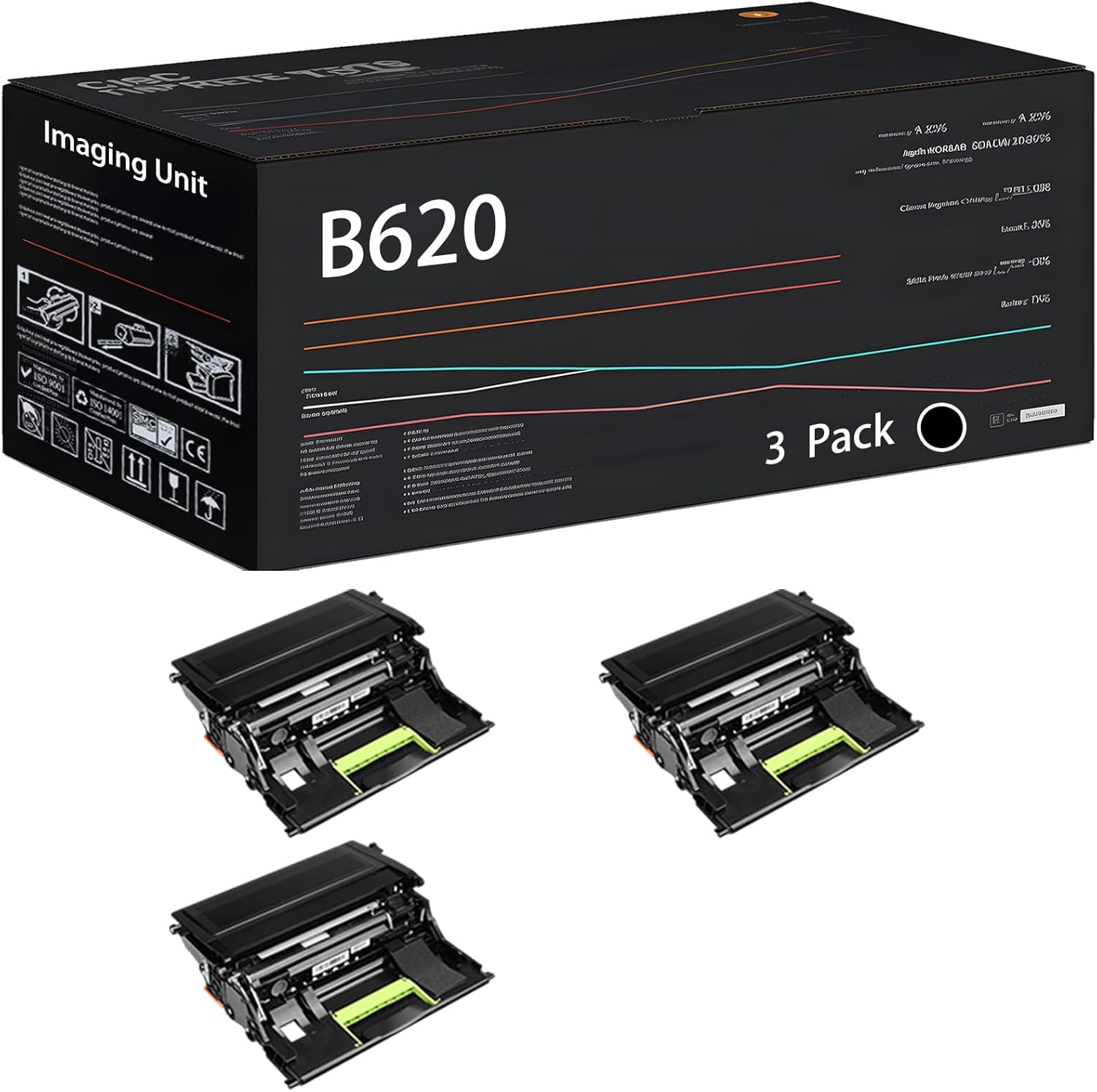 UVUMB Compatible with Xerox B620 Imaging Unit Work for Xerox VersaLink B625 B620 Printers, with Chip, High Yield 150000 Pages, High-Definition Printing (3 Pack Black)