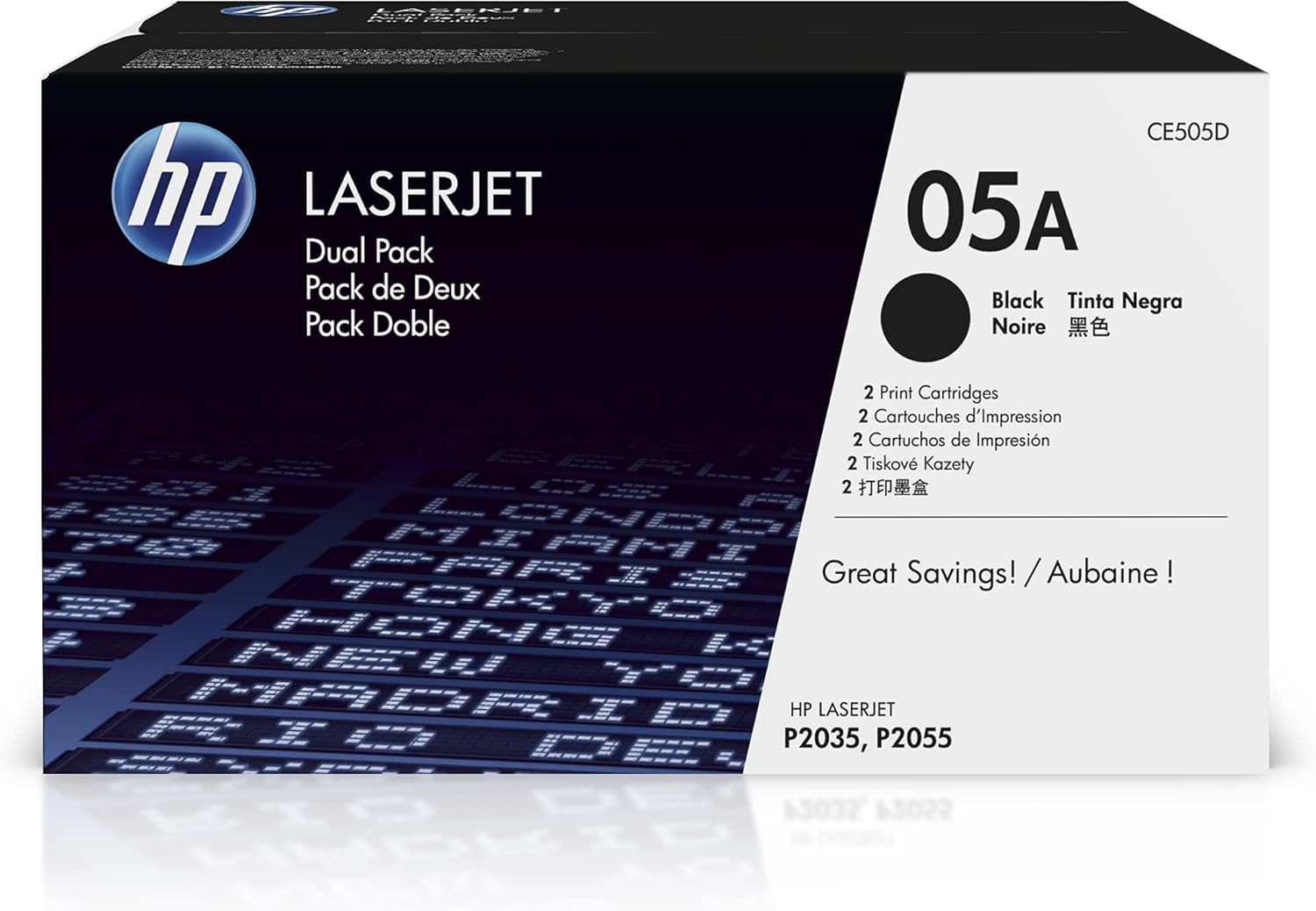 HP 05A Black Toner Cartridges (2-Pack) | Works Laserjet P2035, P2055 Series | CE505D