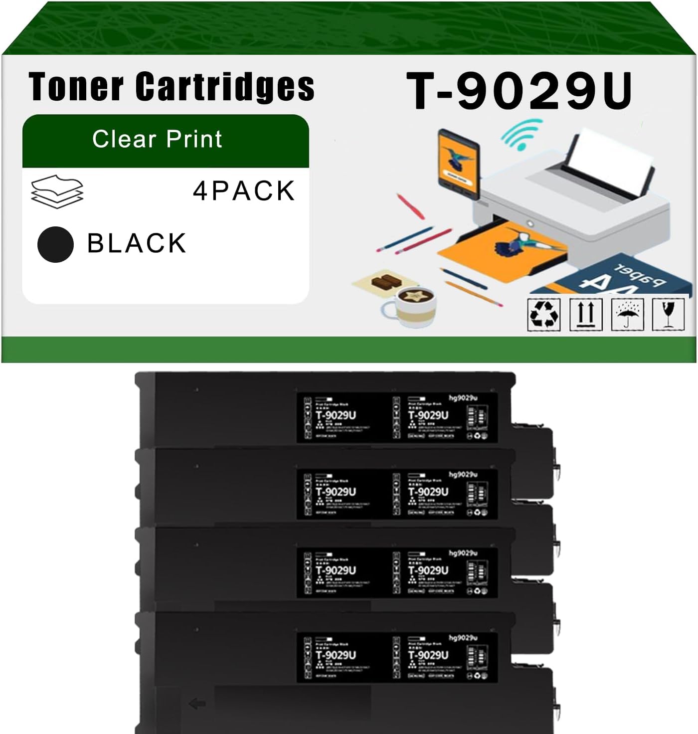 AGNNQ Compatible for Toshiba T-9029U Toner Cartridges T9029U E Studio 9029A Printers, High Yield 200600 Pages Bright Clear Colors (4 Pack Black)