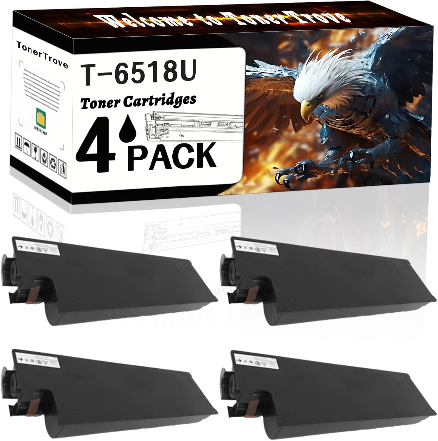 LECUU T-6518U Toner Cartridges Compatible for Toshiba e-Studio 5518A 6518A 7518A 8518A Printers, Office Printing is Easy Clear Smooth (4 Pack Black)