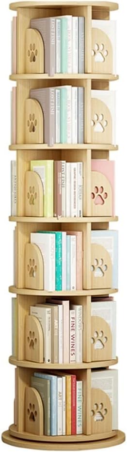 360 Degrees Rotation Bookshelf, Solid Wood Bookcase of Home Kindergarten Library, Picture Book Storage Shelf Display Shelf (Size : 6 Tier)