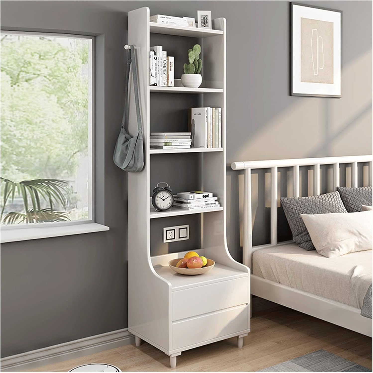 WUHUQN Portable Bookshelf Shelf Bedroom Bookshelf Home Bedside Storage Cabinet Living Room Simple Bookcase Balcony Storage Rack Storage Rack