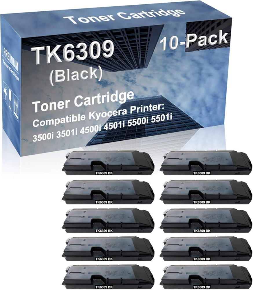 10-Pack Compatible High Capacity TK6309 (TK-6309) Printer Cartridge use for Kyocera 4500i 4501i Printer (Black)