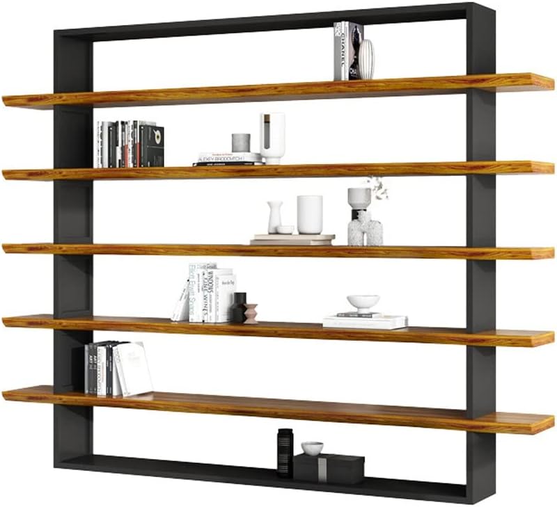 FOTOEV 5-Tier Bookshelf，Vintage Industrial Book Shelf, Rustic Wood and Metal Bookcase and Bookshelves, Display Rack and Storage Shelf for Living Room Bedroom and Kitchen