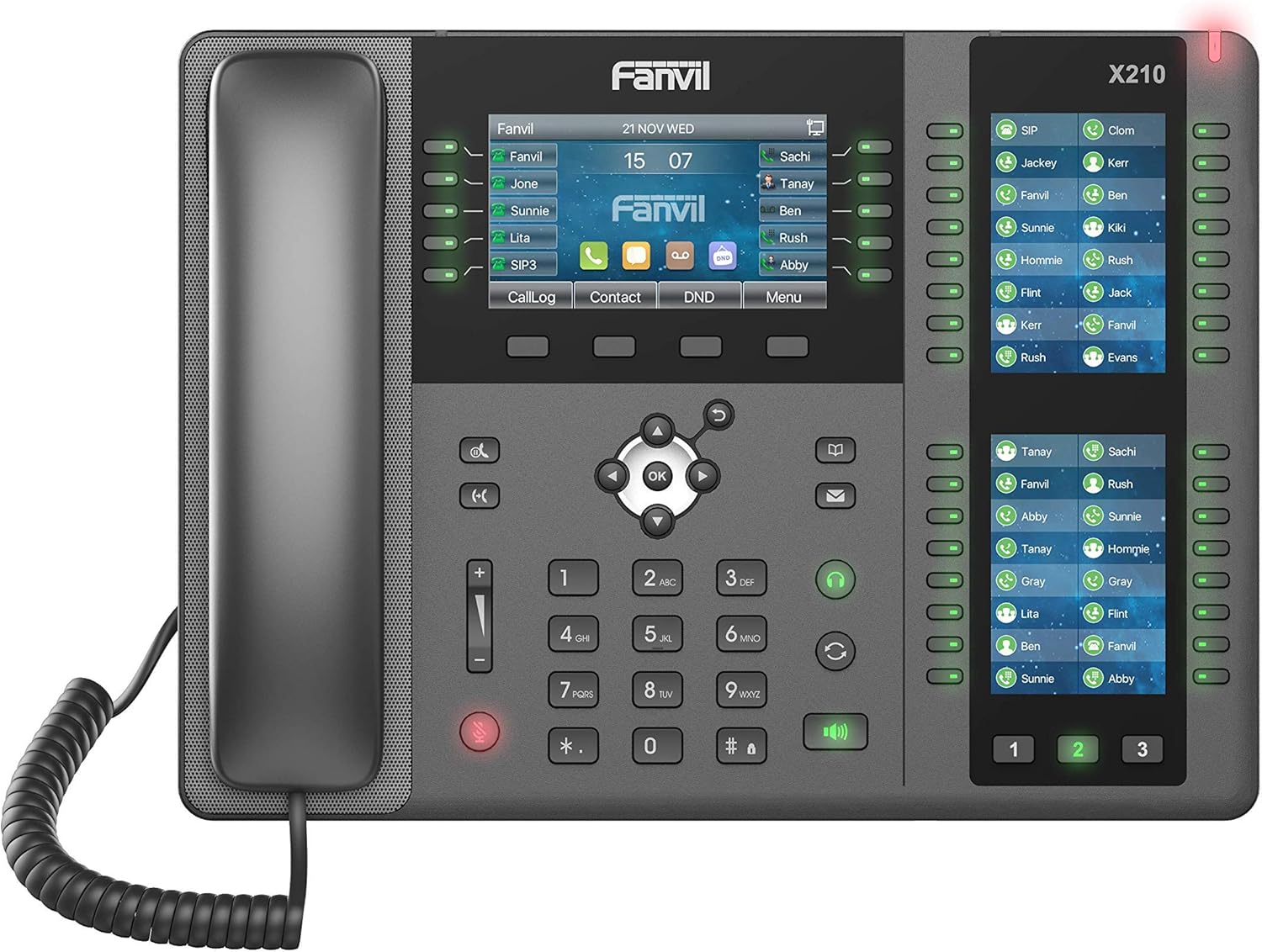 Fanvil X210 Enterprise VoIP Phone, 4.3-Inch Color Display, Two 3.5-Inch Side Color Displays for DSS Keys. 20 SIP Lines, Dual-port Gigabit Ethernet, Power Adapter Not Included (Renewed)