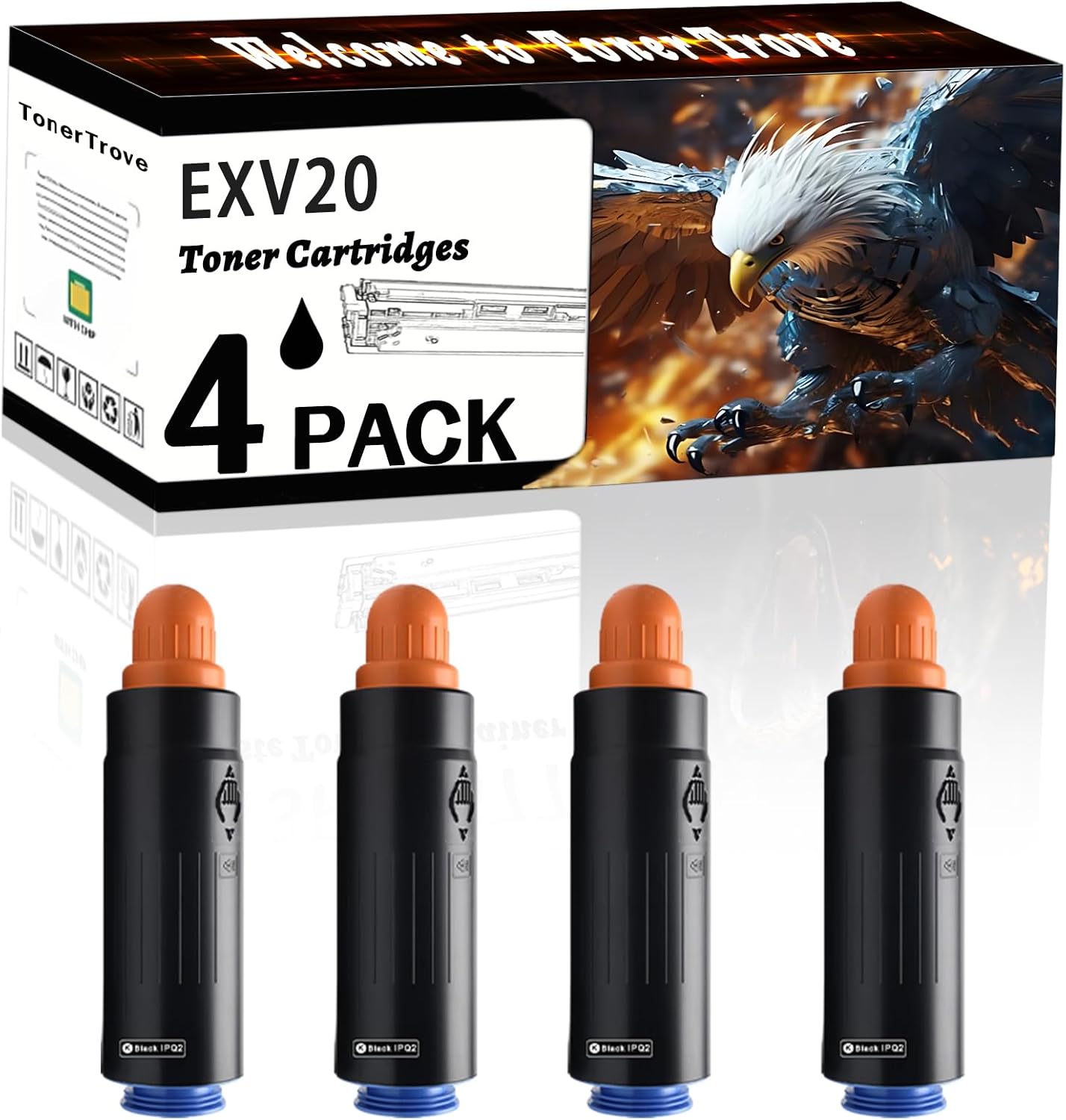 EXV20 Toner Cartridges Compatible for Canon imagePRESS C6011VP C6011VPS C7000VP C7000VPe C7010VP C7010VPS C7011VP C7011VPS Printers, Office Printing is Easy Clear Smooth (4 Pack Black)