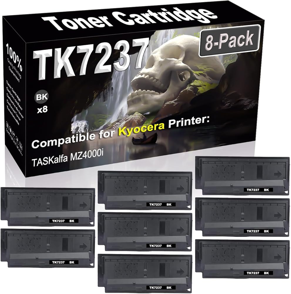 SINIYA 8-Pack Compatible High Capacity TK7237 TK-7237 1T02ZS0US0 Imaging Toner Cartridge use for Kyocera TASKalfa MZ4000i Printer (Black)