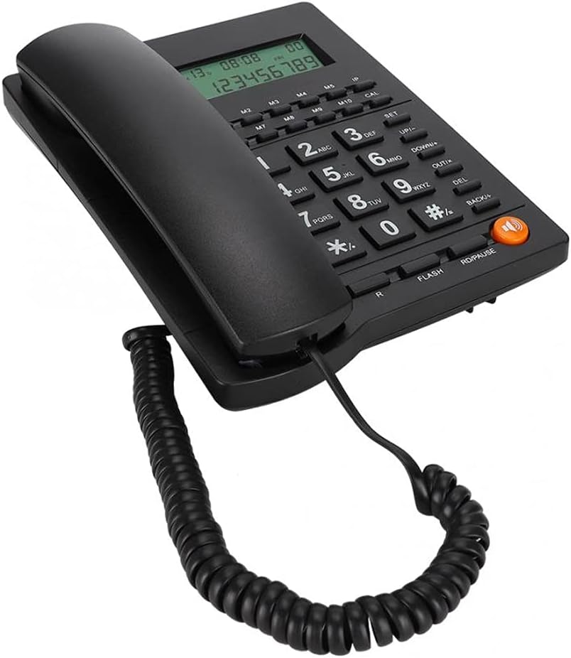 Home Landline Phone Display Caller ID Telephone for Home Office Hotel Restaurant Black Home Phone Wire Telephone