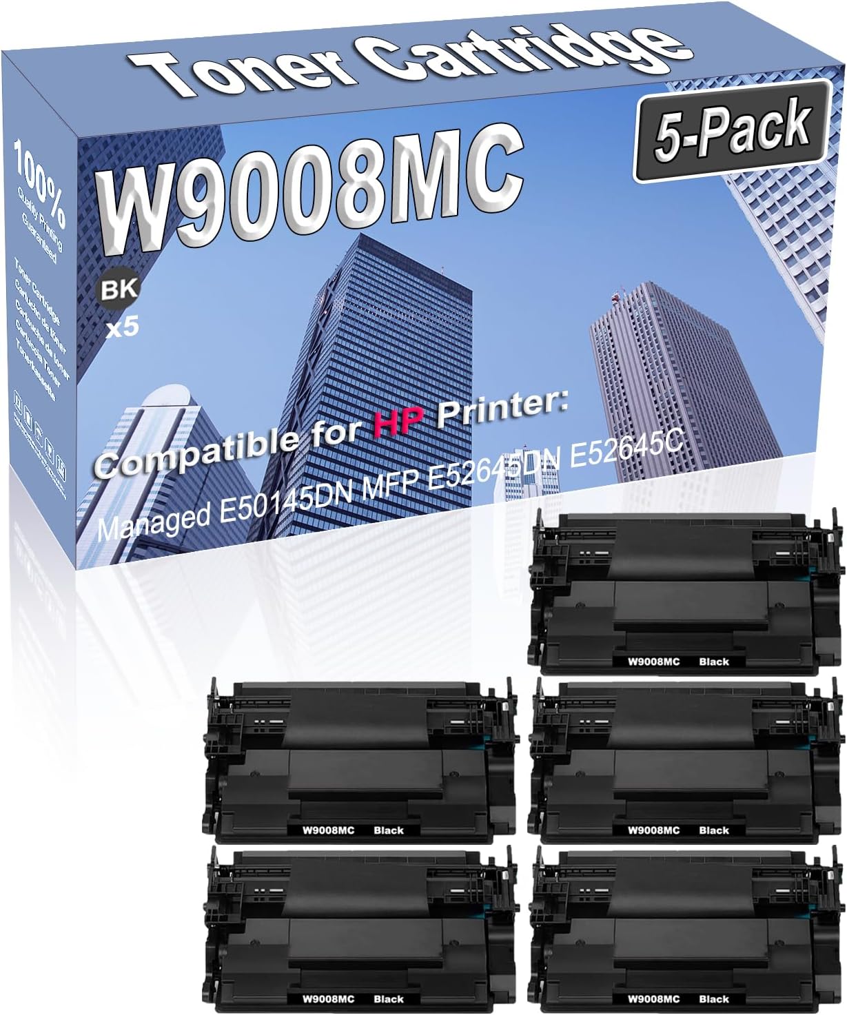 5-Pack (Black) Compatible High Yield W9008 W9008MC Imaging Toner Cartridge Replacement for HP Managed E50145DN MFP E52645DN E52645C Printer