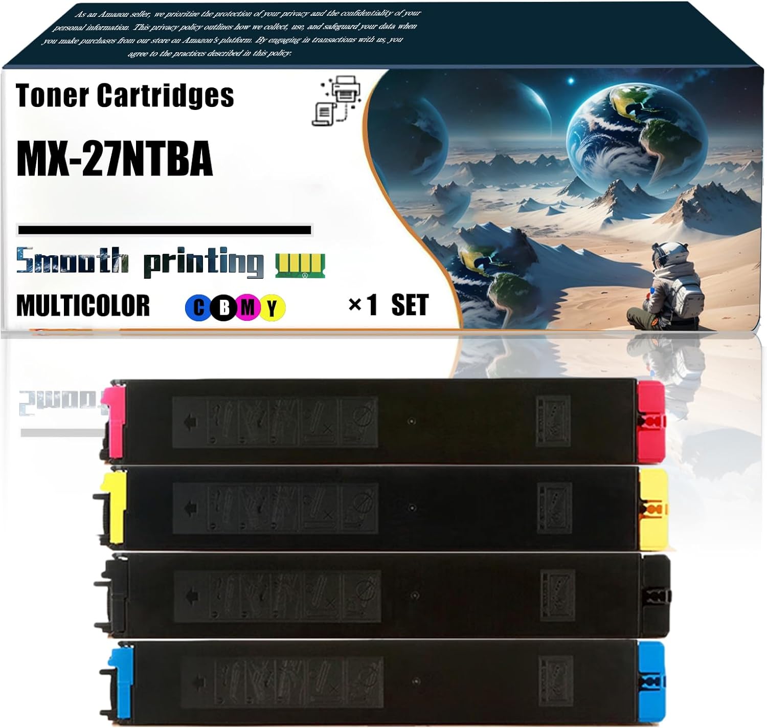 LSSF Replacement Parts Toner Cartridges MX-27NTBA MX-27NTCA MX-27NTMA MX-27NTYA Compatible with Sharp MX-2300N MX-2700N MX-2700NJ Printers, Contains Chip and Clear Printing (4-Pack BK/C/M/Y)